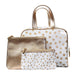 Cosmopolitan 3 Piece Cosmetic Bag & Case Portable Carry on Travel Toiletry Bag Makeup Quart Luggage Pouch Handbag Organizer for Women (Gold)