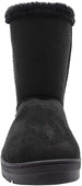 Chatties Chatz Womens Slip On Mid Calf 8" Microsuede Winter Boots with Faux Fur Trims and Lace Up Back