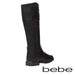 bebe Baby Toddlers Girls Black/Silver Knee High Cut Riding Boots With Medallion and Side Zip Size 5