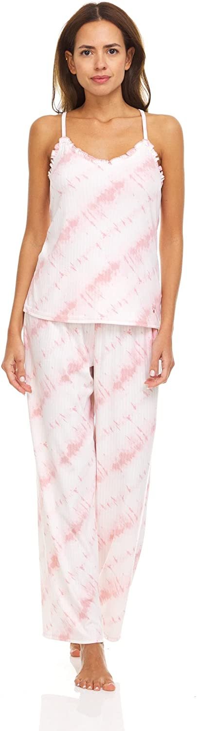 Women's Lettuce Edge Tank Top and Sleepwear Pants, 2-Piece Sleep and Lounge Pajama Set