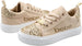 bebe Girl's Glitter Sneakers with Lace-Up and Logo, Slip-On Sparkly Fashion Shoes
