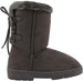 Chatties Chatz Womens Slip On Mid Calf 8" Microsuede Winter Boots with Faux Fur Trims and Lace Up Back