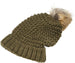 NYC Underground Soft Purl Knit Beanie Hat with Faux Fuzzy Fur Pom Warm Chunky Fall Winter Slouchy Lined Skull Cap Cuff