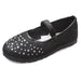 Sara Z Kids Toddlers Girls Glitter Mesh Ballet Flat Slip On Shoes With Rhinestones and Elastic Strap