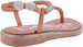 bebe Girls Toddler Baby Little Kid PCU Rhinestone T-Strap Slide Sandal with Sparkly Glitter Footbed and Adjustable Back Strap