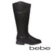 bebe Baby Toddlers Girls Black/Silver Knee High Cut Riding Boots With Medallion and Side Zip Size 5