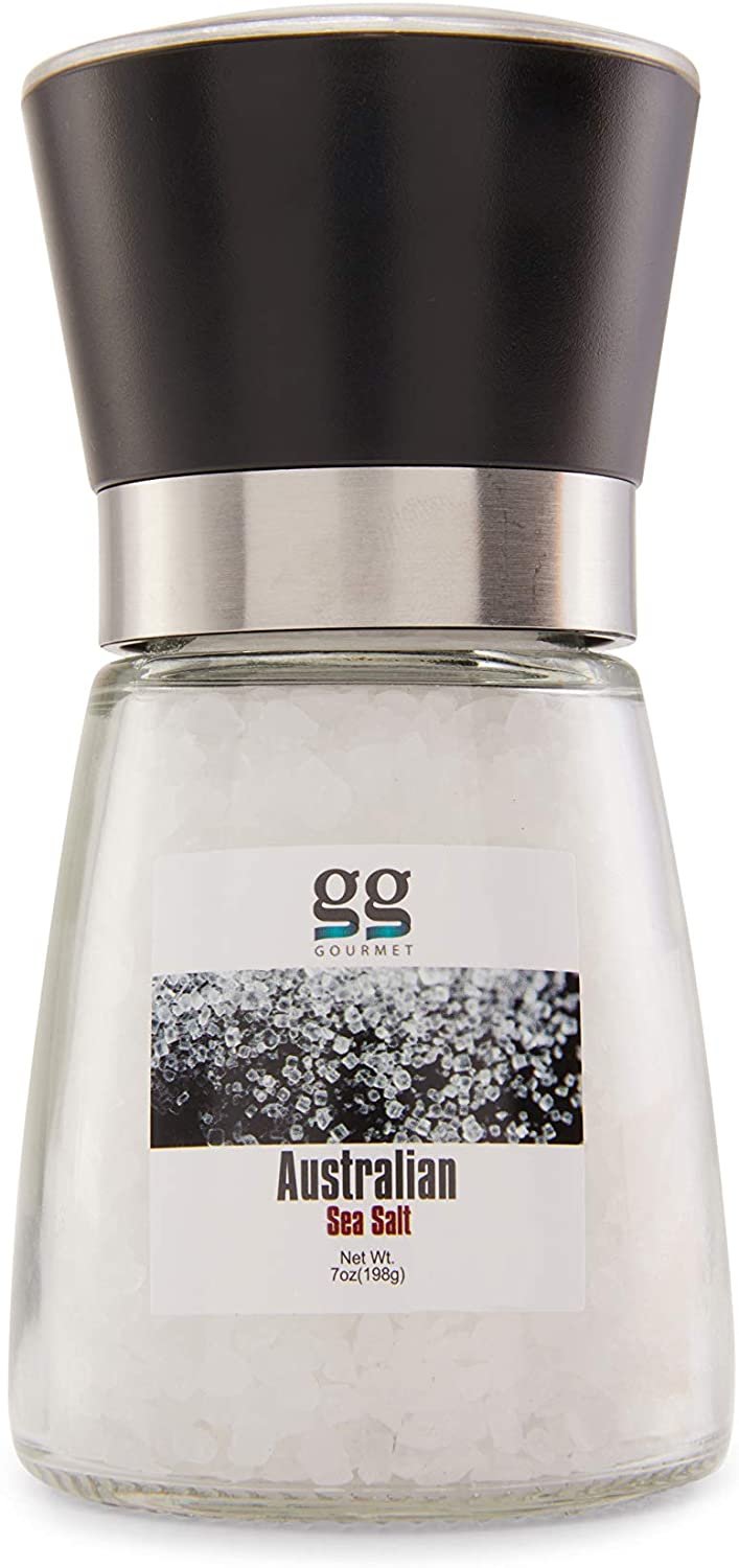 GG Gourmet Salt Chrome Glass Grinder | Adjustable Ceramic Rotor, Easy Refillable Container | Fine to Coarse Grinding | Ideal For Ground Pepper, Peppercorn, and Himalayan