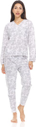 Women's Long Sleeve V-Neck Top with Jogger Pants, 2-Piece Set for Women