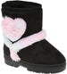 Rampage Girl's Warm Microsuede Winter Boot With Cute Faux Fur Heart And Trim Design