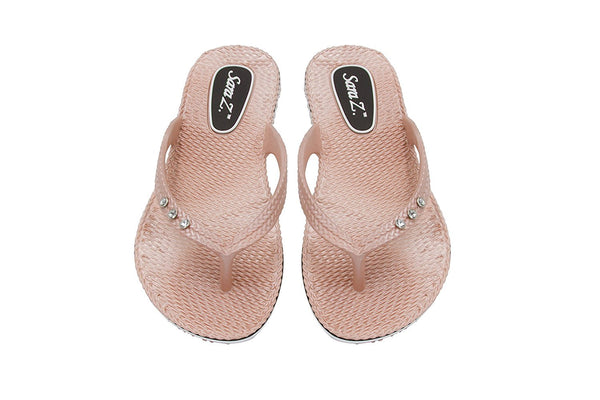 Sara Z Ladies Comfort Flip Flops with Rhinestones