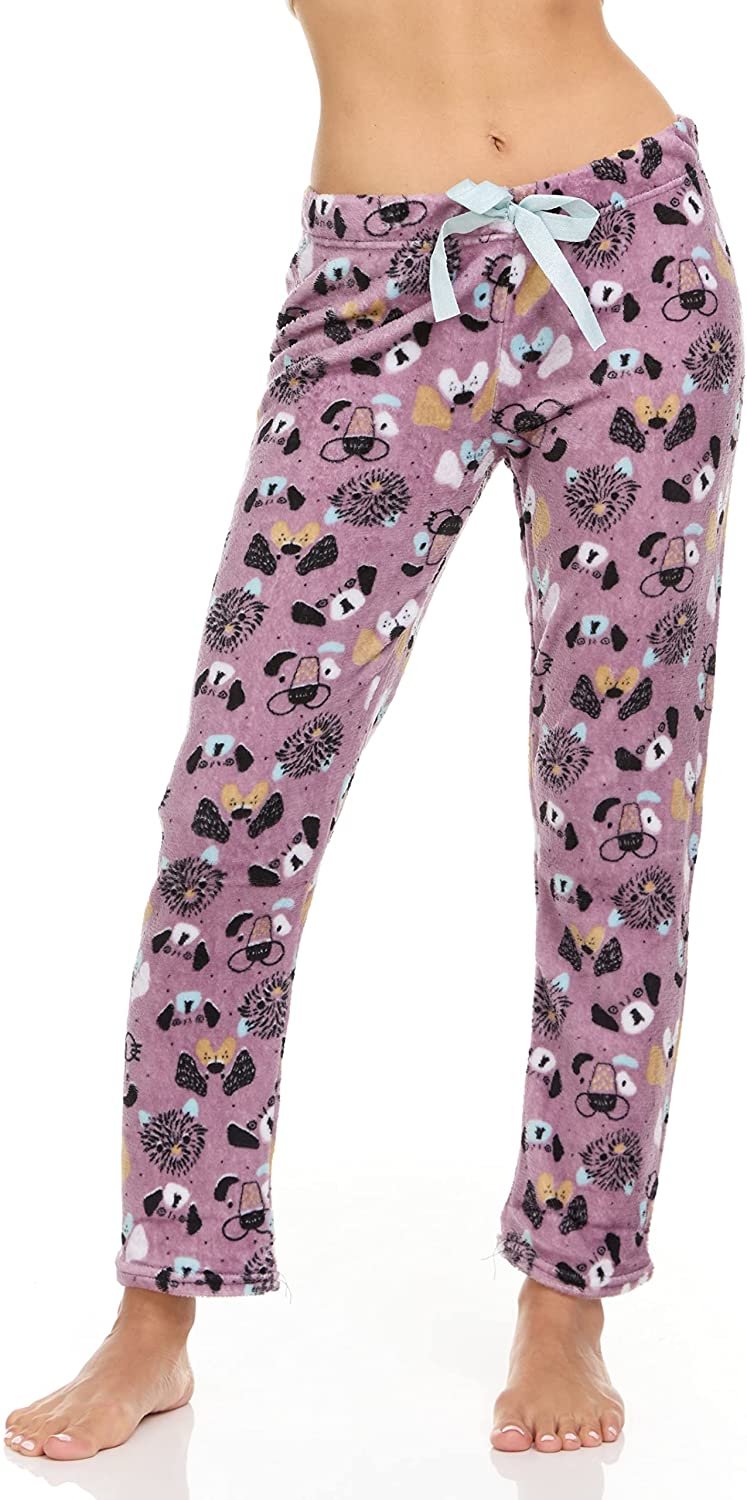 Women's Sleep & Lounge Plush Pajama Pants with Lurex Drawstring
