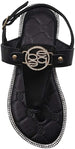 bebe Girls' Big Kid Slip-On Thong Sandals with Rhinestone Welt and Quilted Footbed, Open-Toe Flat Fashion Summer Thong Shoes