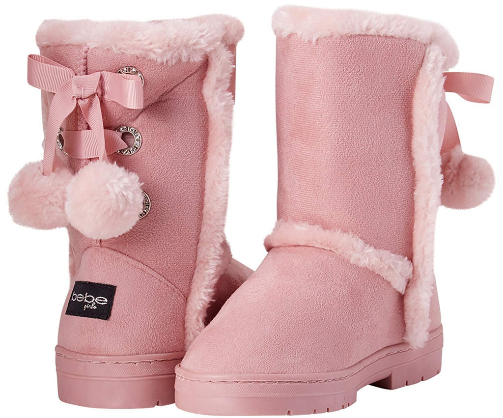 bebe Girls' Fur Trimming Winter Boots with Back Lace Up (Toddler/Little Girl/Big Girl)