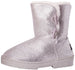 bebe Girls Big Kid Mid Calf Easy Pull-On Shimmery Winter Boots Embellished with Faux Fur Trim