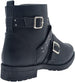 Via Rosa Women’s Short Ankle Moto Boots Embellished with Studded Straps and Buckles