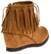Sara Z Ladies Microsuede Wedge Bootie With Fringe (See More Sizes)