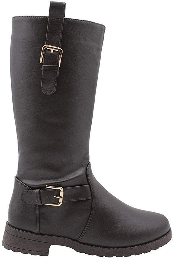 Via Rosa Womens Slip On Tall Winter Boots with Buckle Straps