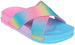 Girl's Summer Open-Toe Sparkly Glitter Flat Slide Sandals with Criss-Cross Straps