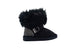 bebe Girls Big Kid Mid Calf Short Easy Pull-On Microsuede Winter Boots Embellished with Faux Fur Cuff and Rhinestone Back