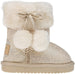 Rampage Toddler Girl's Warm Winter Boot With Faux Fur Pom Pom, Cuff And Printed Glitter Design